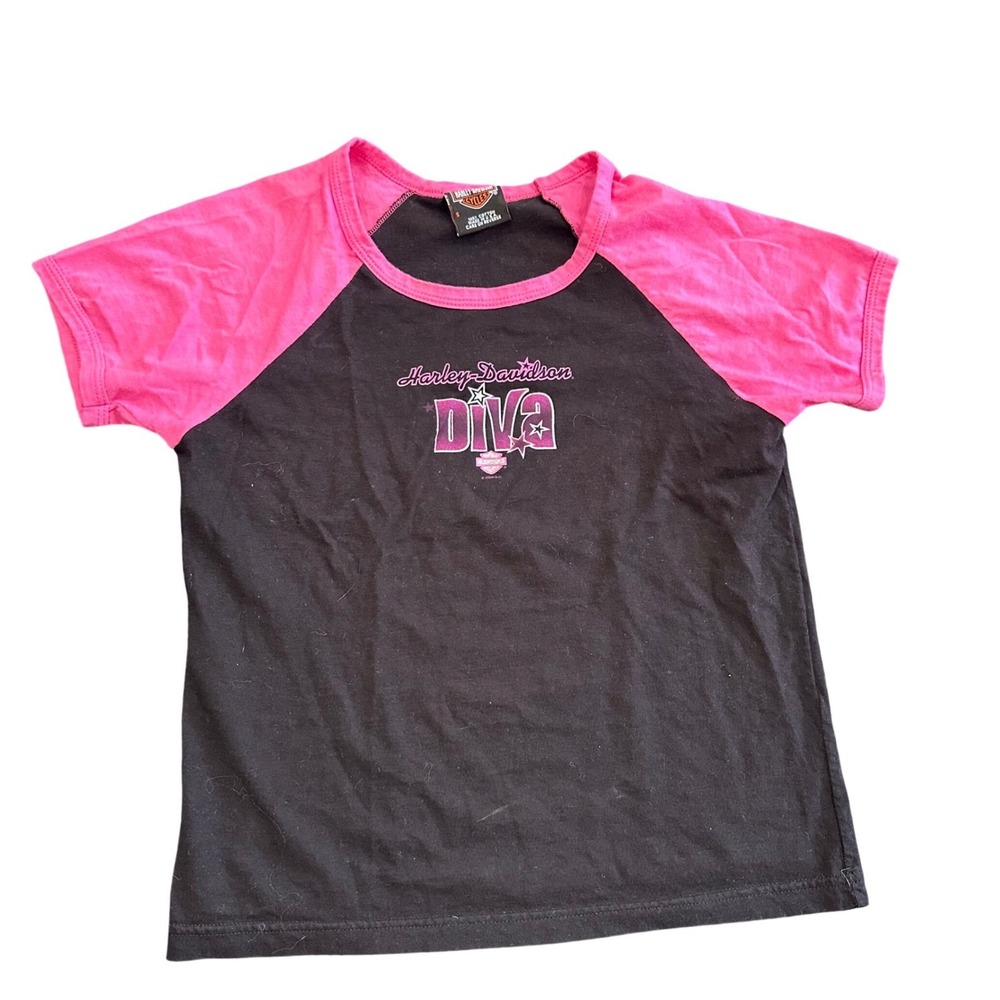 Harley-Davidson Diva Baby Tee Womens Small Black Pink